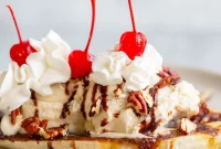 Air Fryer Banana Split Dessert with Warm Caramel and Crisp Toppings
