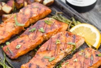Grilled Salmon Dinner: 3-Course Menu with Sides and Dessert