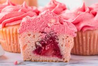 Strawberry-Filled Cupcakes with Fresh Strawberry Filling