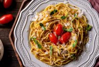 20-Minute Spaghetti Aglio e Olio with Blistered Cherry Tomatoes