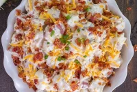 Creamy Bacon Ranch Potato Salad Recipe with Crispy Bacon Bits