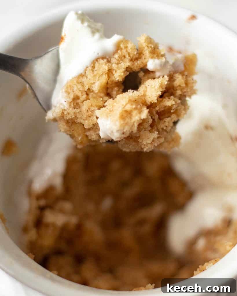 Quick Microwave Apple Mug Cake Recipe for One 5 spoonful of apple mug cake