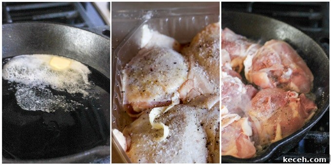 Chicken Chasseur (French Hunter's Chicken) — Classic Rustic Recipe 2 Process shots of making chicken chasseur