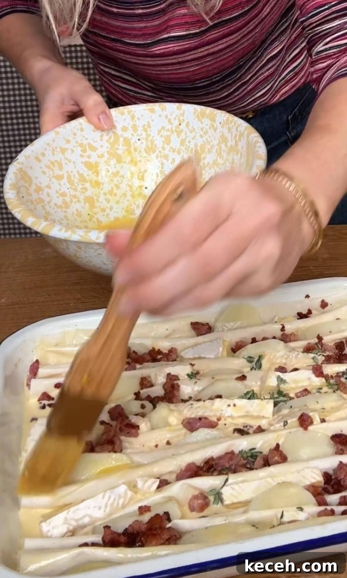 Crispy Filo Potato Tart with Brie and Pancetta 8 Egg wash and baking