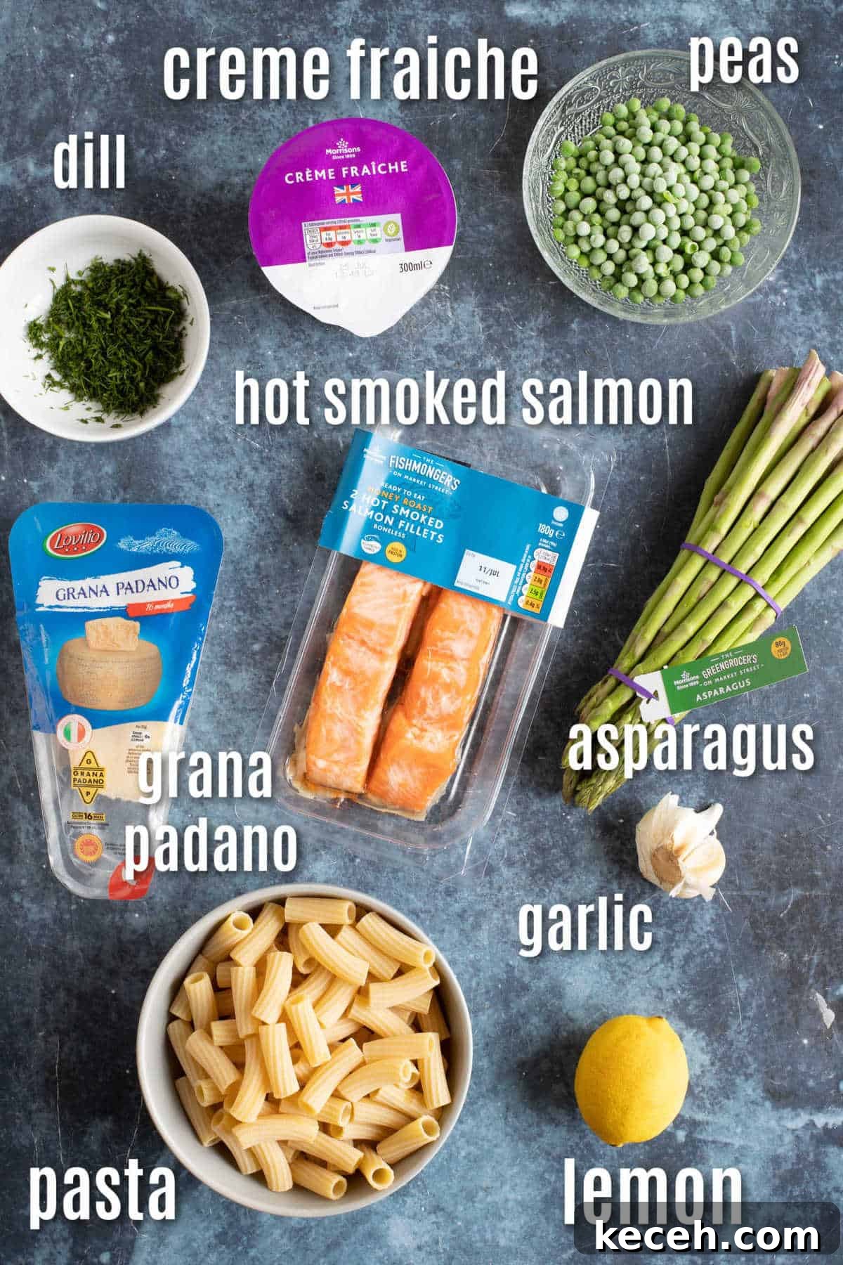 Smoked Salmon and Asparagus Pasta with Creamy Lemon Sauce 3 Ingredients for hot smoked salmon and asparagus pasta.