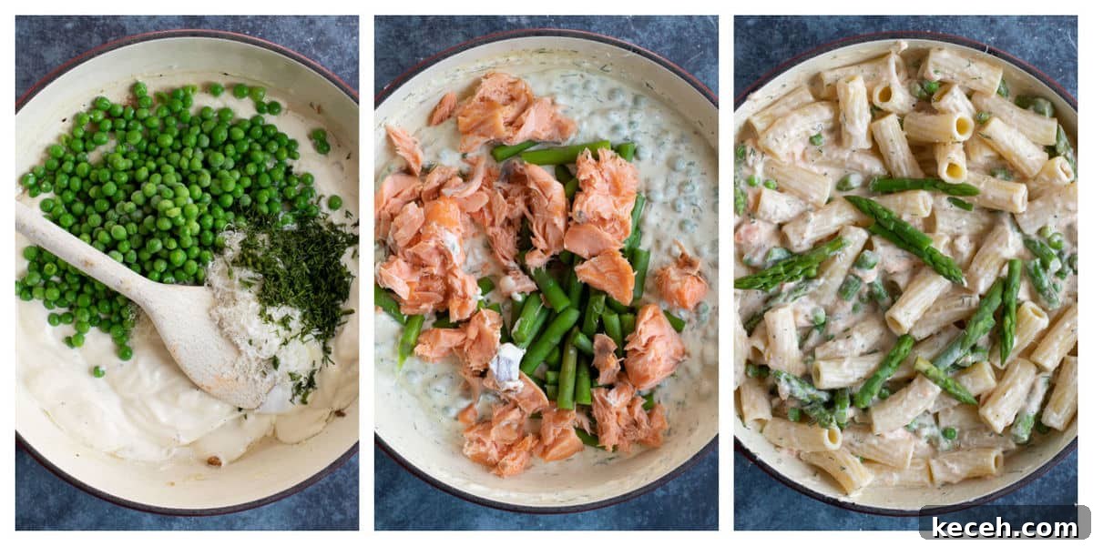 Smoked Salmon and Asparagus Pasta with Creamy Lemon Sauce 4 Step by step photo instructions for making hot smoked salmon pasta.