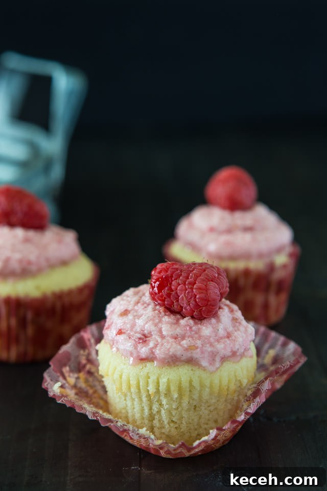Raspberry Vanilla Bean Cupcakes Recipe with Fresh Berry Frosting 5 Raspberry vanilla bean cupcakes