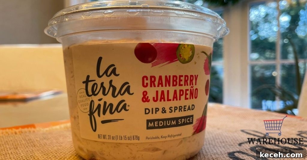 Costco cranberry jalapeño dip container