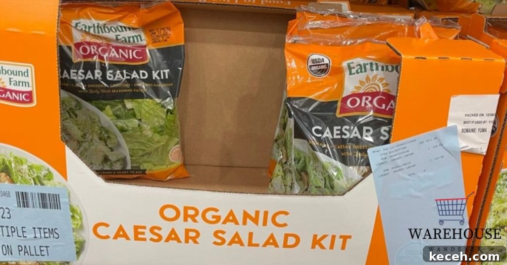 Alt text: Costco Caesar Salad Kit with greens, croutons, and dressing
