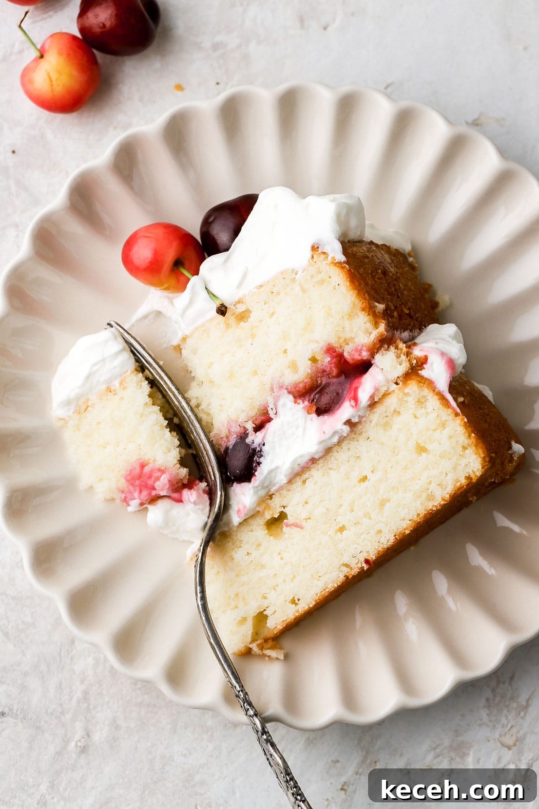 slice of white forest cake