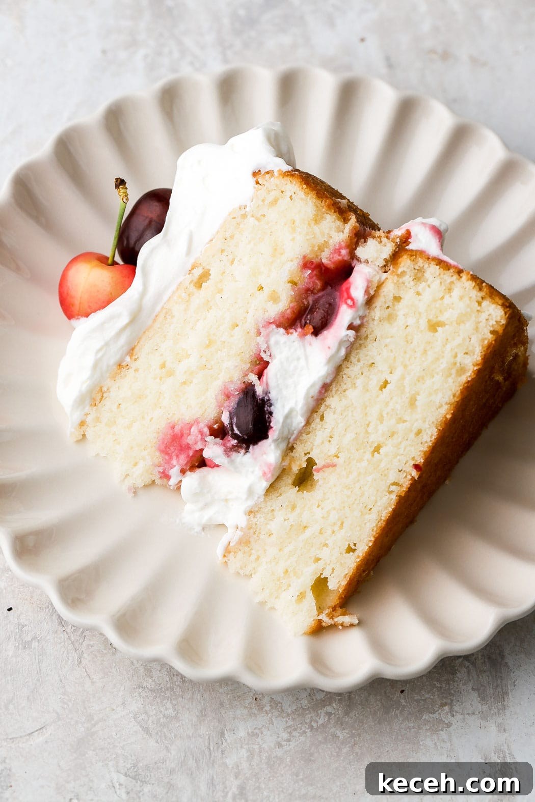 slice of white forest cake