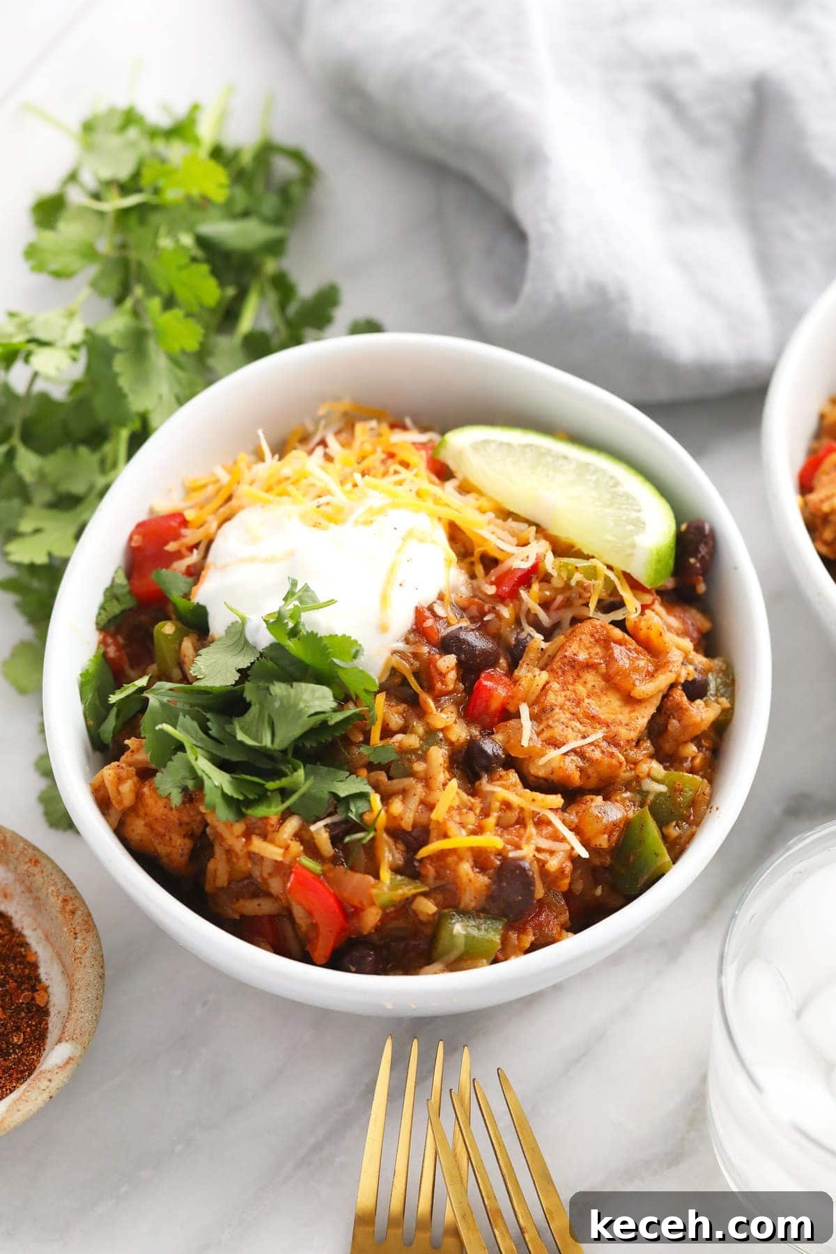 Burrito bowl with toppings instant pot burrito bowl topped with greek yogurt and shredded cheese