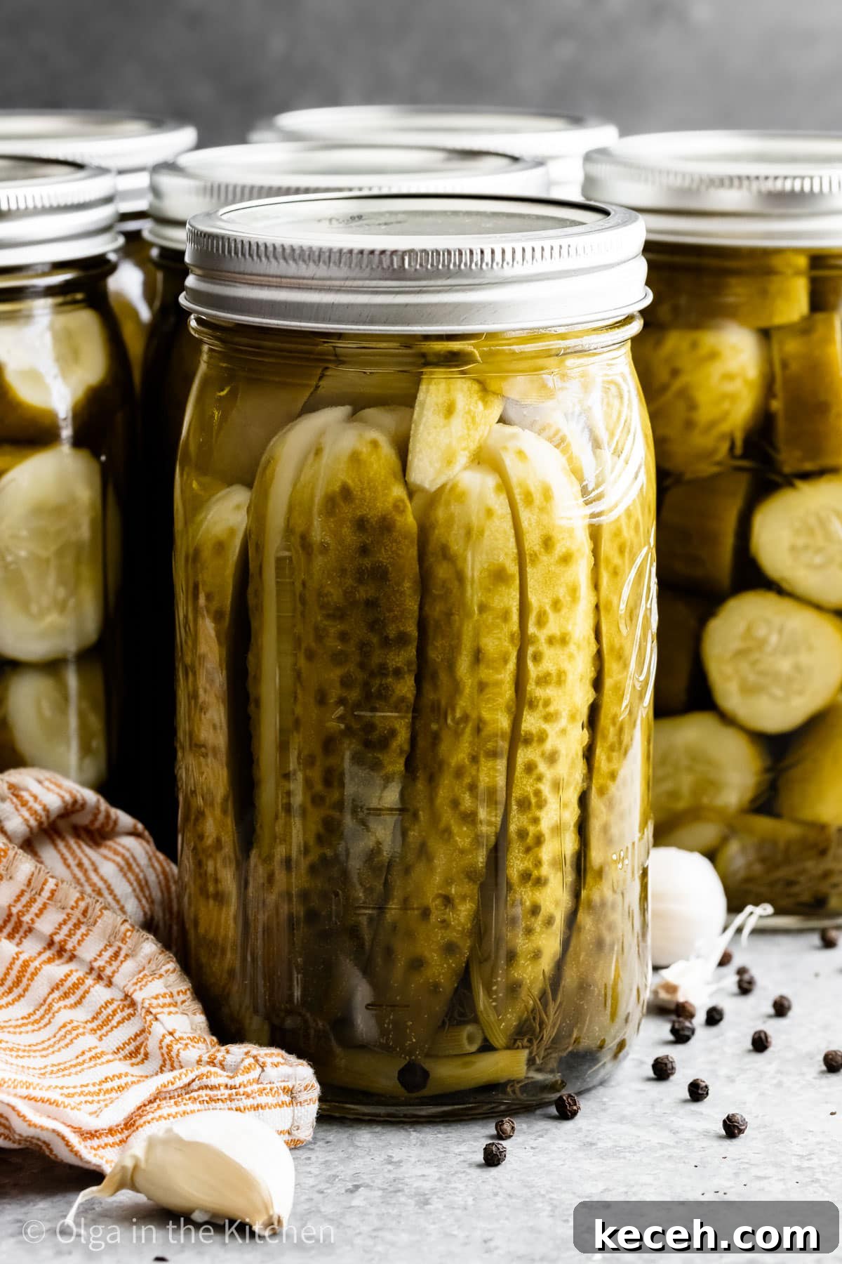 Homemade dill pickle spears. Homemade dill pickle spears.