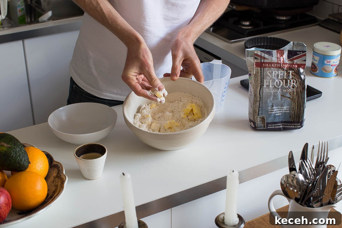 Rubbing butter into flour