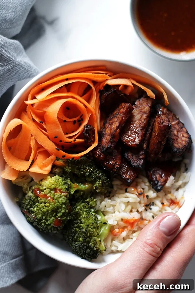 How to Cook Tempeh: Simple Techniques for Flavorful Results 3 Tempeh Bowl with Rice Broccoli and Carrots