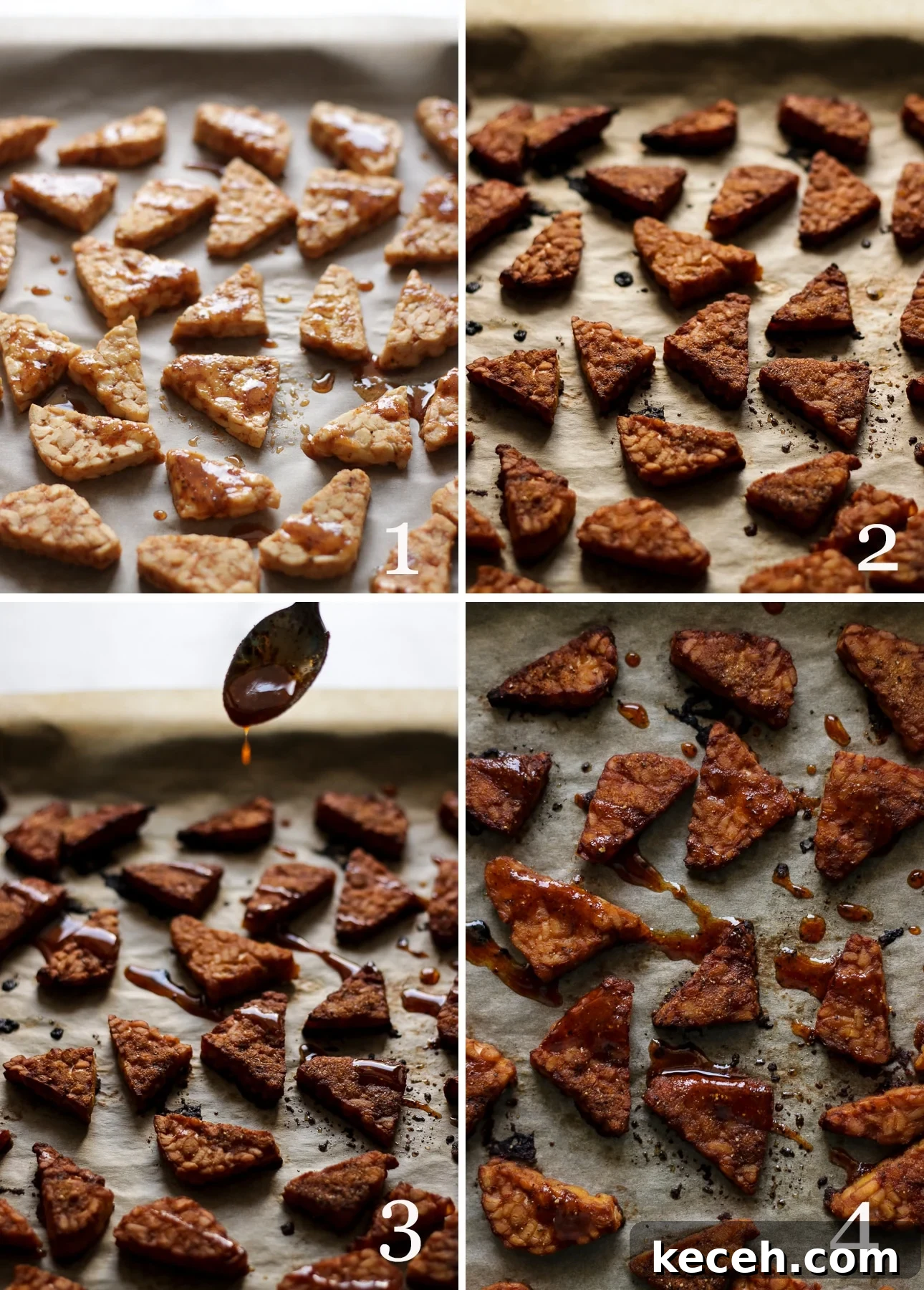 How to Cook Tempeh: Simple Techniques for Flavorful Results 10 Marinated Tempeh on a Baking Sheet Collage of Four Images