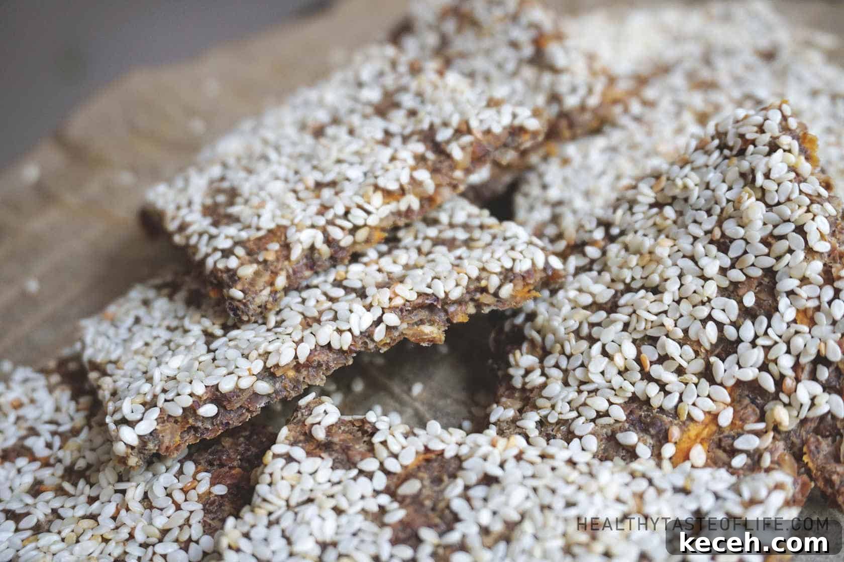 Buckwheat crackers recipe with sesame seeds and sweet potatoes