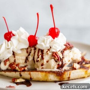 Air Fryer Banana Split Dessert with Warm Caramel and Crisp Toppings 14 Air fryer banana split.