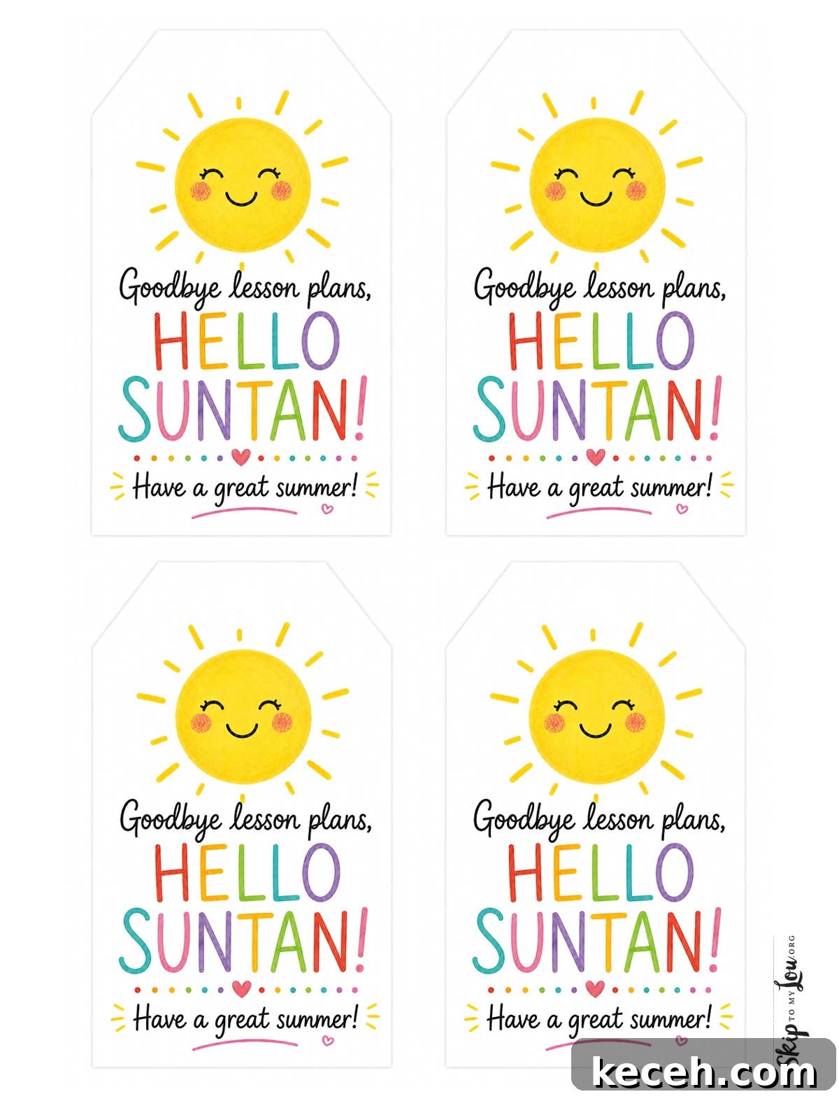 goodbye lesson plans hello suntan gift tag