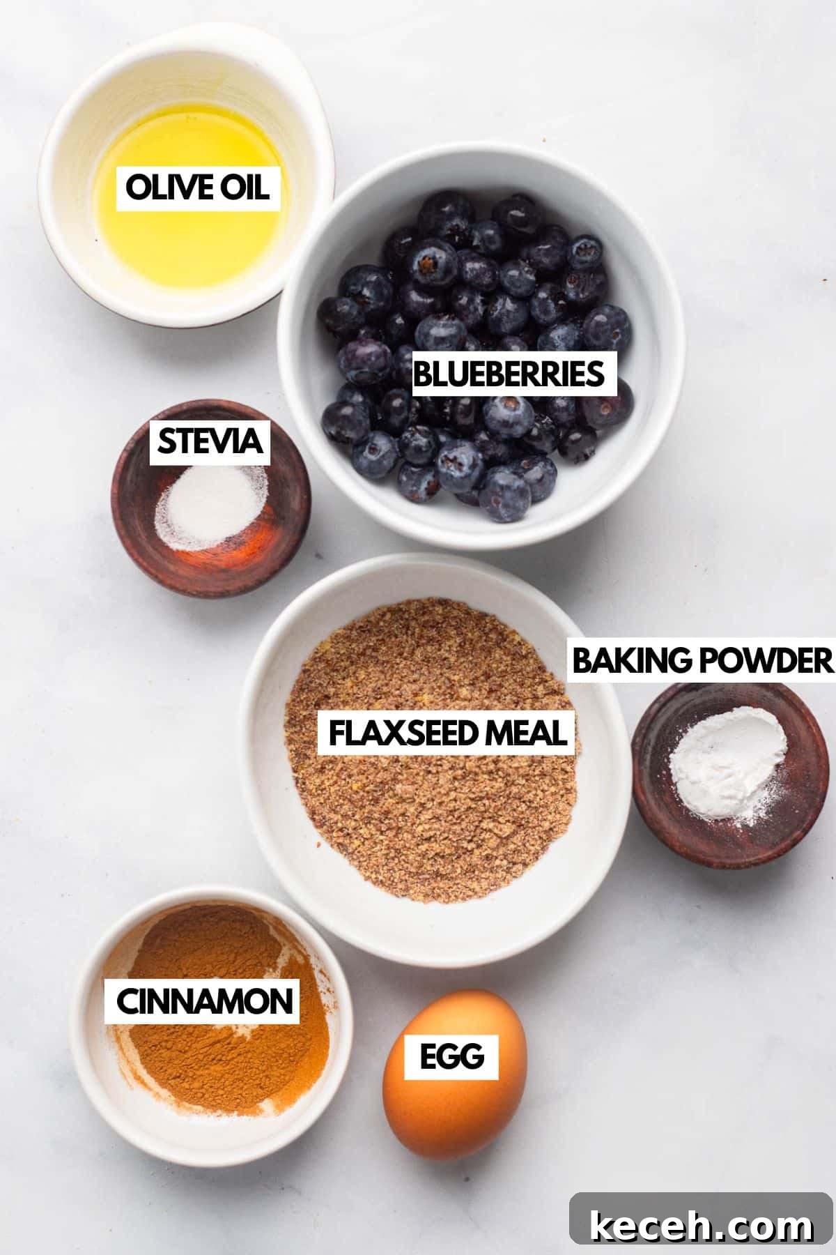1-Minute Blueberry Mug Muffin Recipe 2 raw ingredients to make blueberry muffin in a mug recipe, labeled