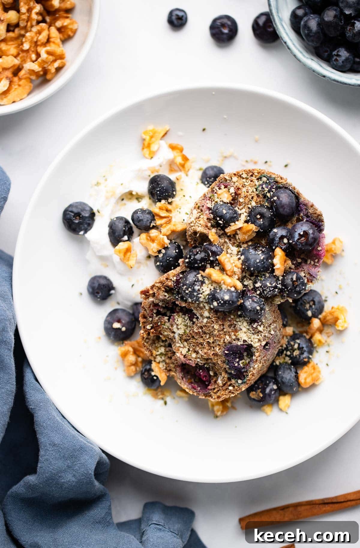 1-Minute Blueberry Mug Muffin Recipe 4 blueberry muffin in a mug recipe prepared on plate