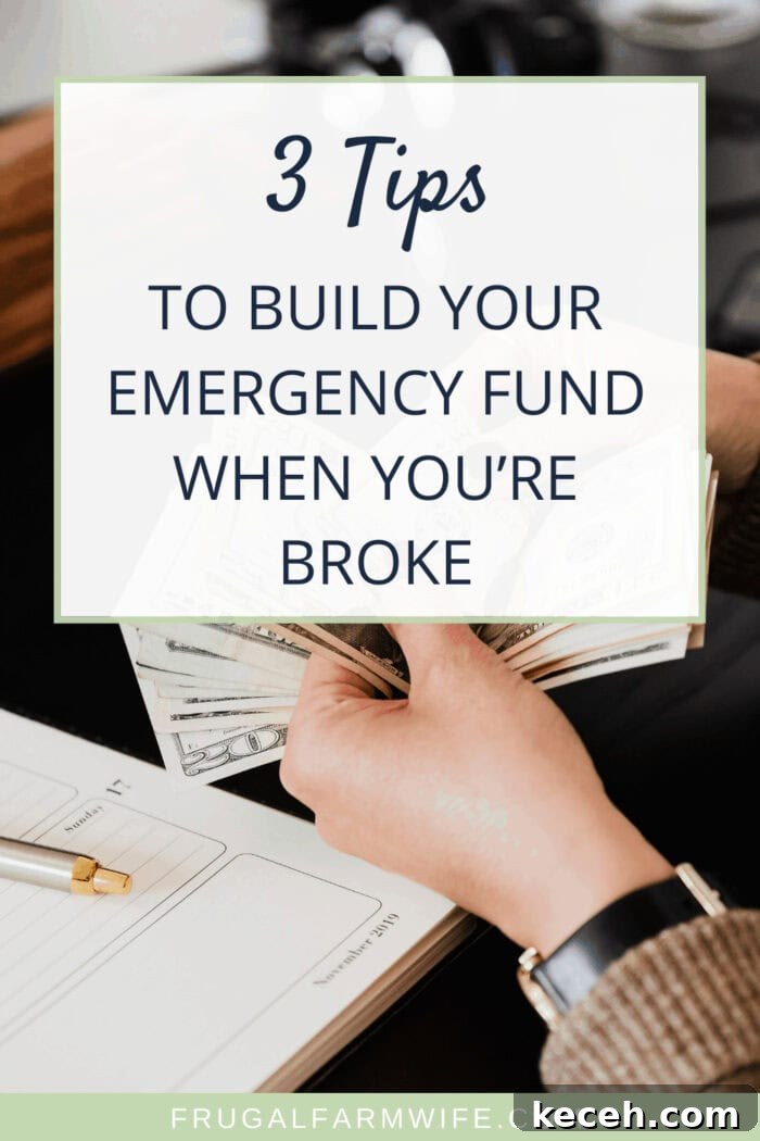 Build an Emergency Fund Fast When You Have No Extra Cash 2 Image shows a hand holding money, with text that reads