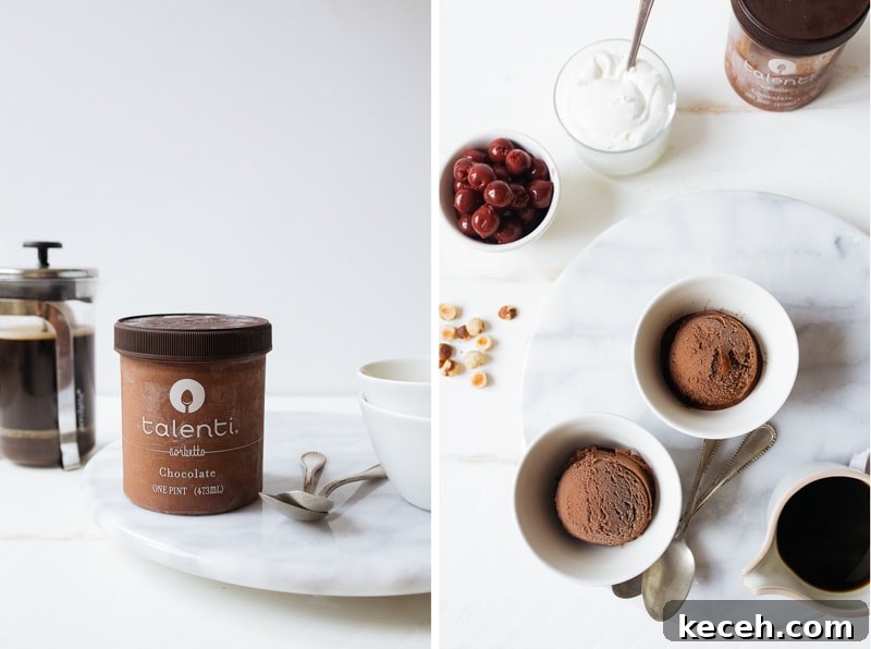Hazelnut Mocha Affogato Recipe — Coffee Dessert with Chocolate and Nutty Liqueur 3 Hazelnut Mocha Affogato for Two. The best coffee dessert for two.