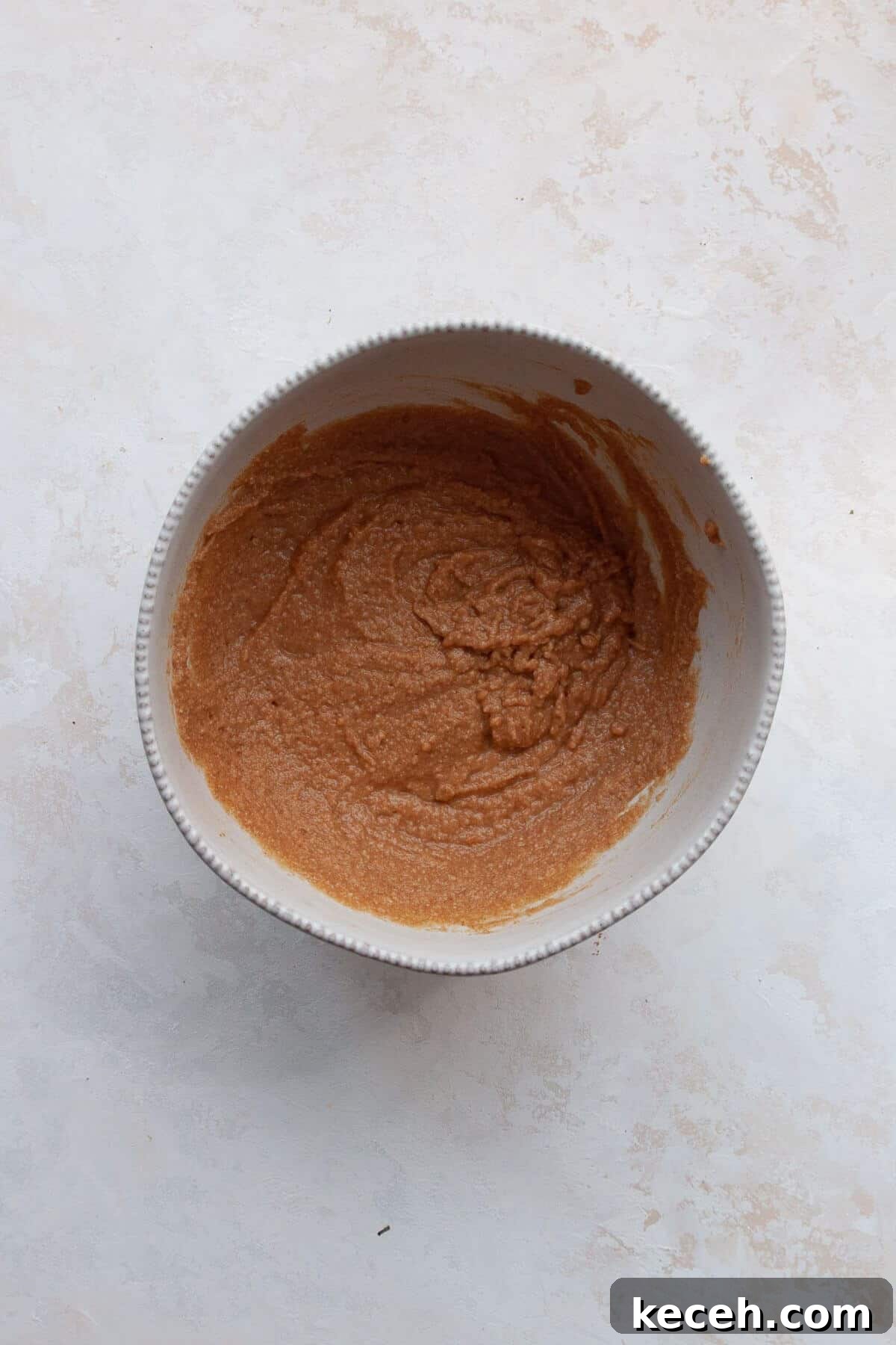 Moist Whole Wheat Coffee Cake with Yogurt and Honey 5 Thick almond flour coffee cake batter fully mixed and smooth.