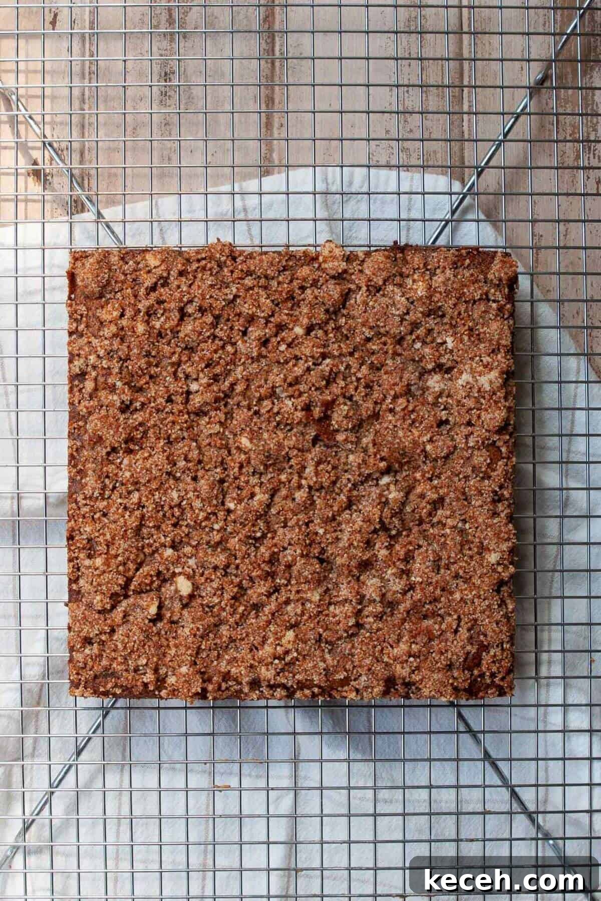 Moist Whole Wheat Coffee Cake with Yogurt and Honey 10 Baked healthy coffee cake with golden crumb topping and cinnamon swirl center.