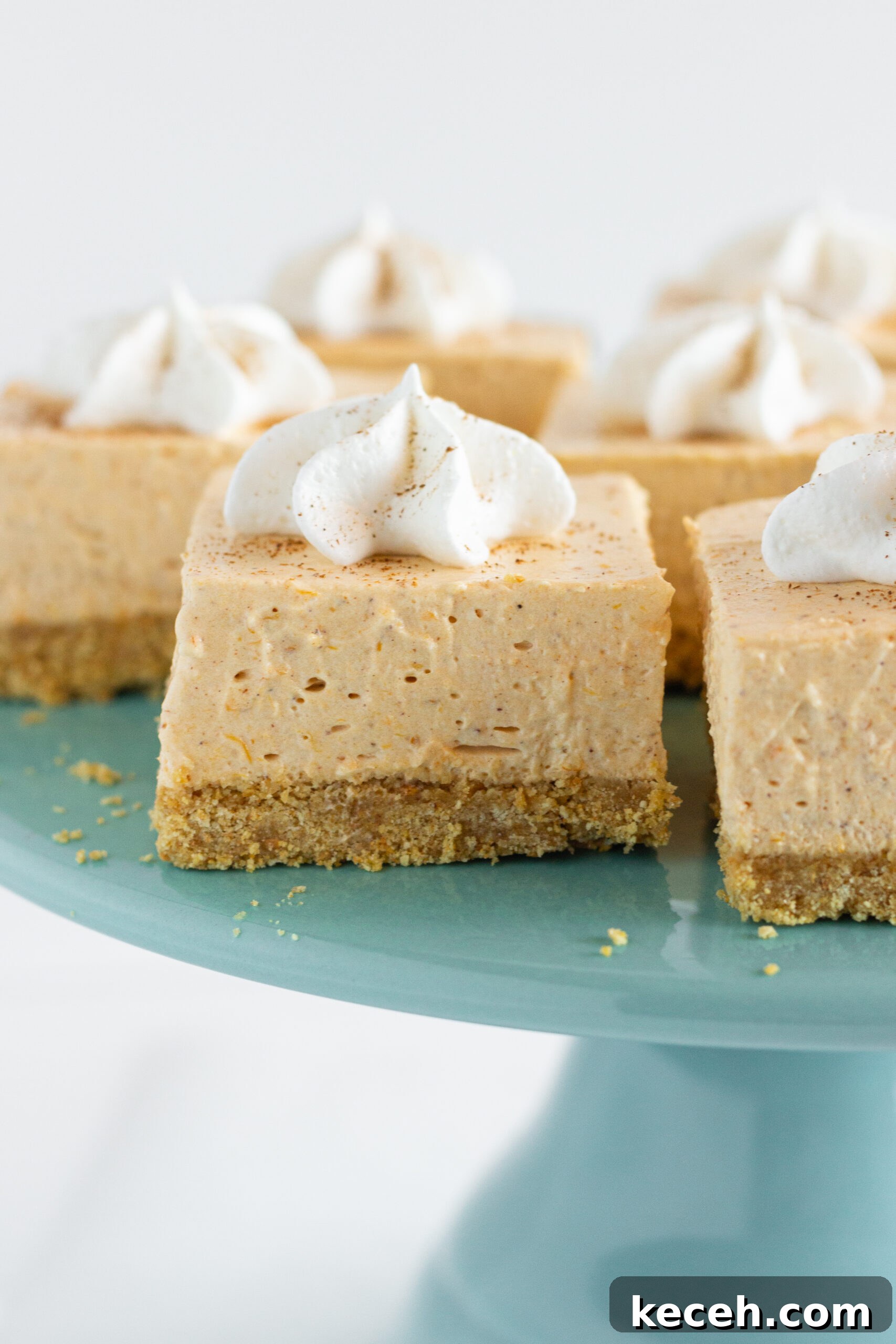 No-Bake Pumpkin Cheesecake Bars Recipe for Fall Desserts 3 No Bake Pumpkin Cheesecake Bars, by Top US dessert blog Practically Homemade