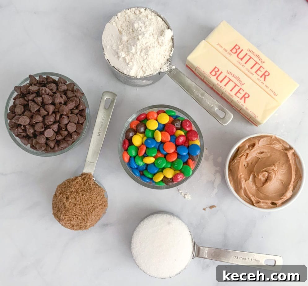 Peanut Butter Cookie Bars with M&M's: Chewy Chocolate Candy Bars 3 The ingredients you'll need to make M&M Peanut Butter Cookie Bars