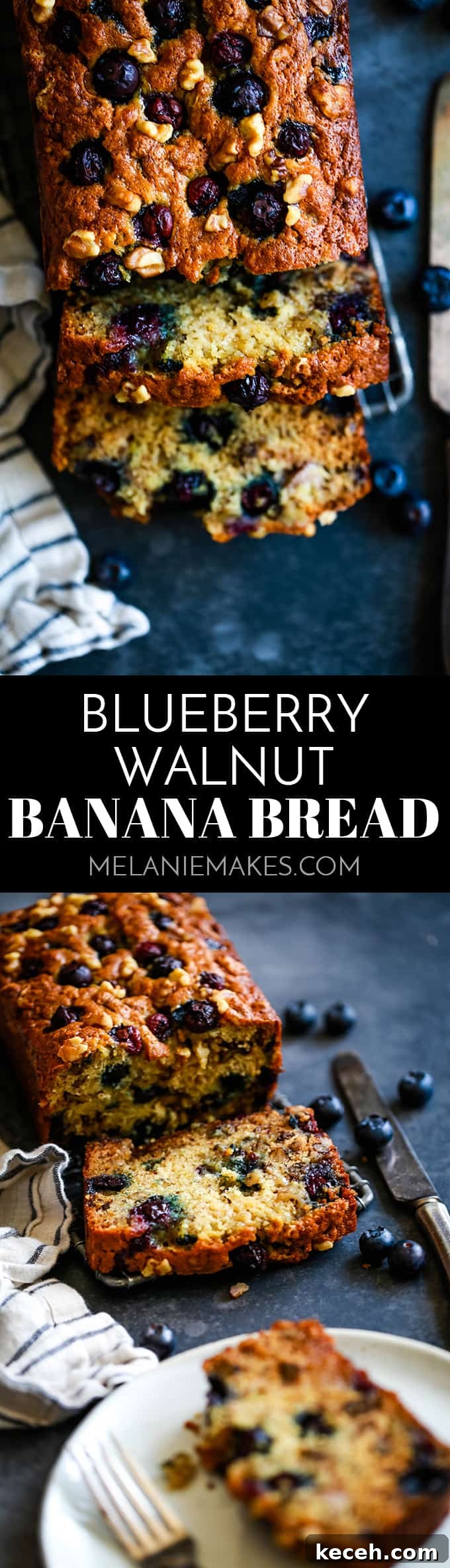 Each loaf of this Blueberry Walnut Banana Bread is packed with four bananas and a cup each of walnuts and blueberries. It's no wonder it disappears so quickly!