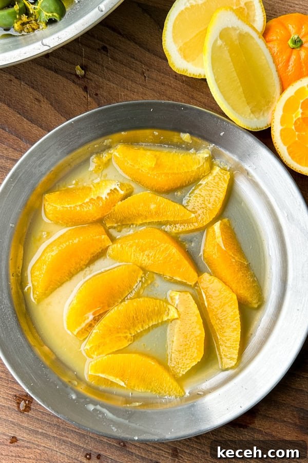 Herb-Roasted Chicken with Warm Citrus and Olive Salsa 6 fresh orange segments