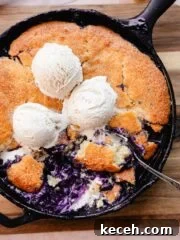 blueberry lemon cobbler with cream cheese and ice cream