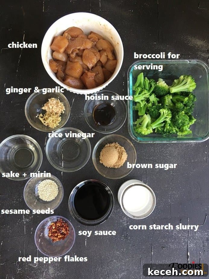 Instant Pot Teriyaki Chicken Recipe: Tender, Savory & Fast 3 recipe ingredients on black surface