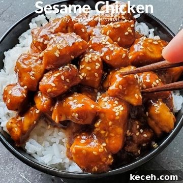 Instant Pot Teriyaki Chicken Recipe: Tender, Savory & Fast 10 Sesame Chicken on rice in a black bowl with chopsticks