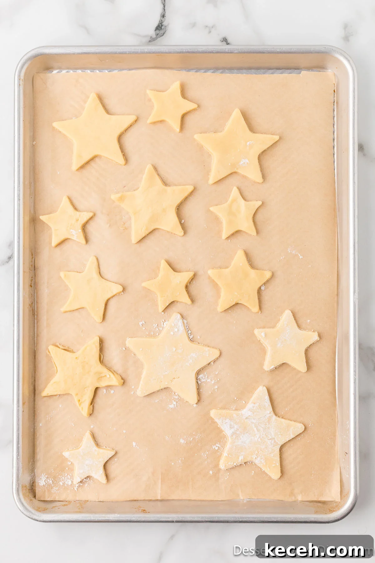 Cookies placed on baking sheet. 