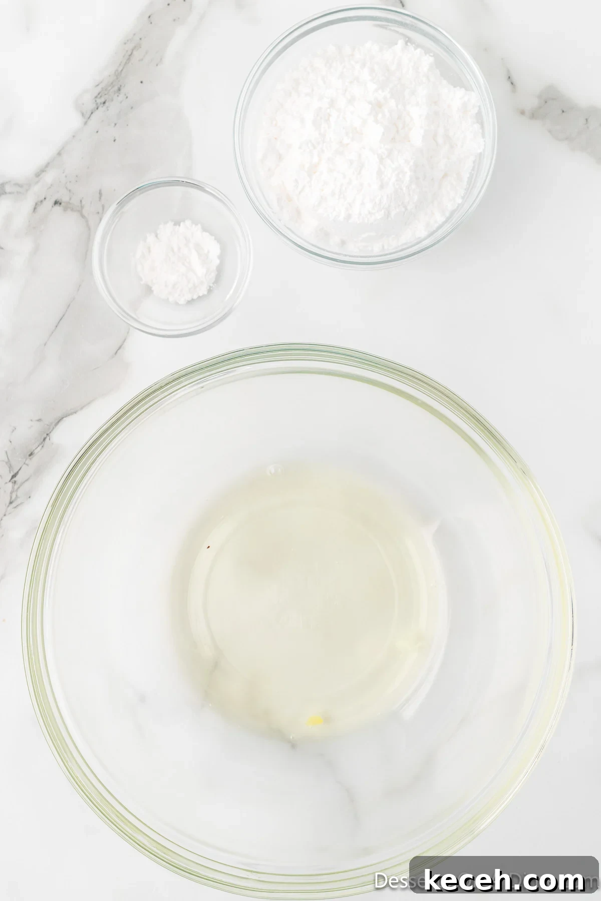 Mixing bowl with icing ingredients. 