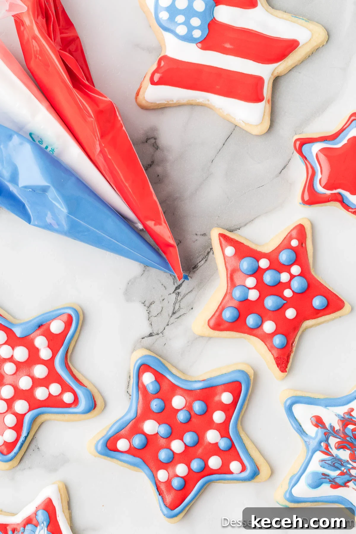 Cookies decorated with icing. 