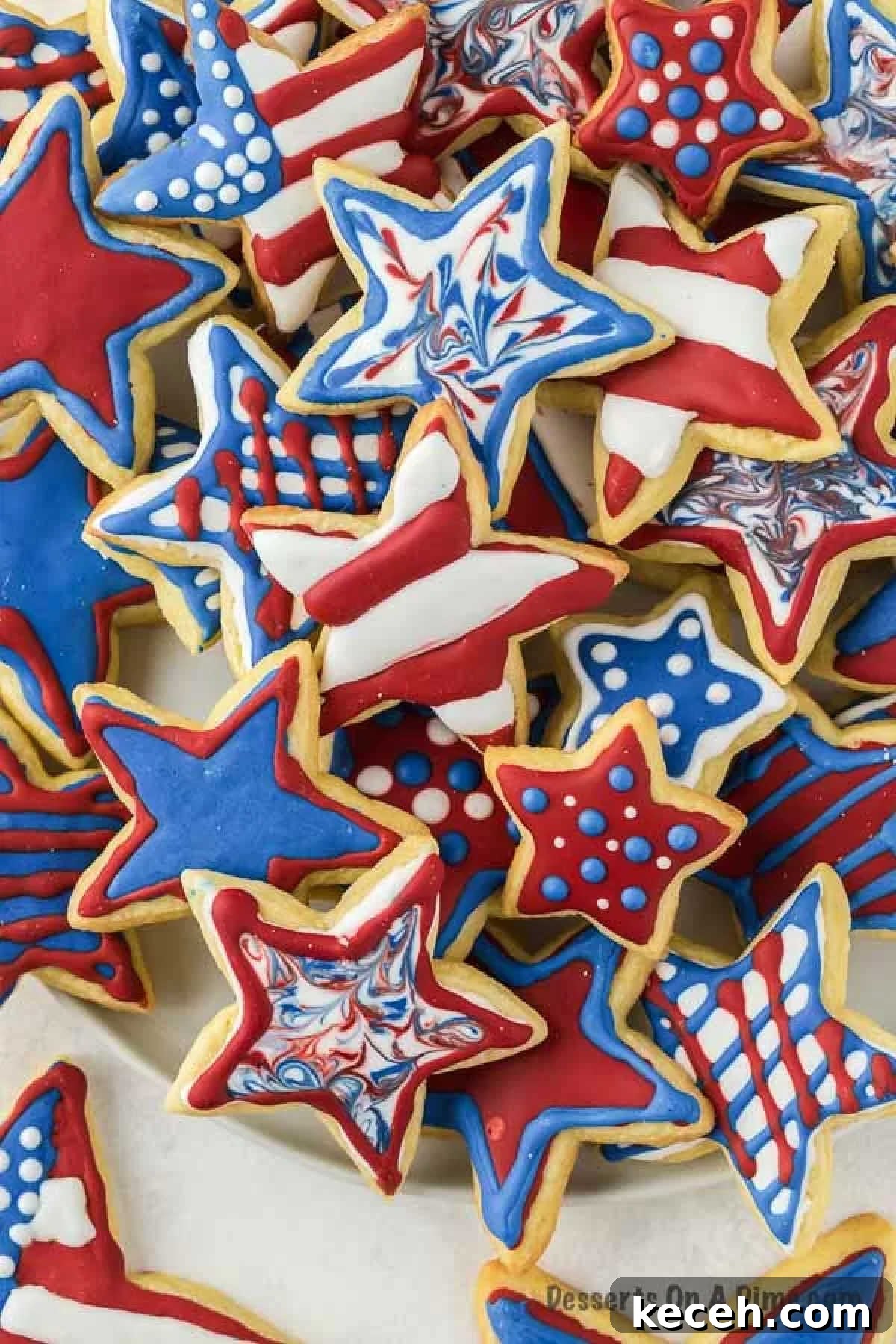 July 4th sugar cookies on a platter. 