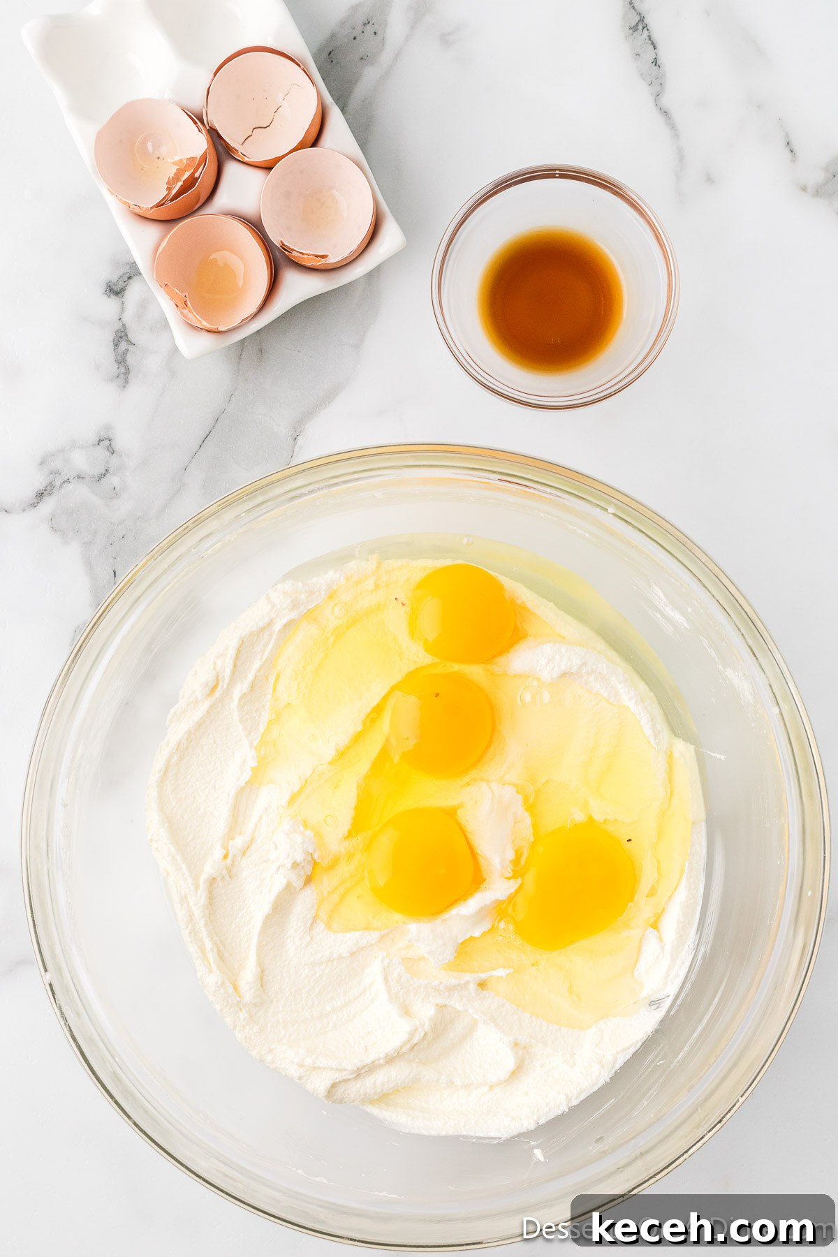 Eggs added to the butter mixture. 