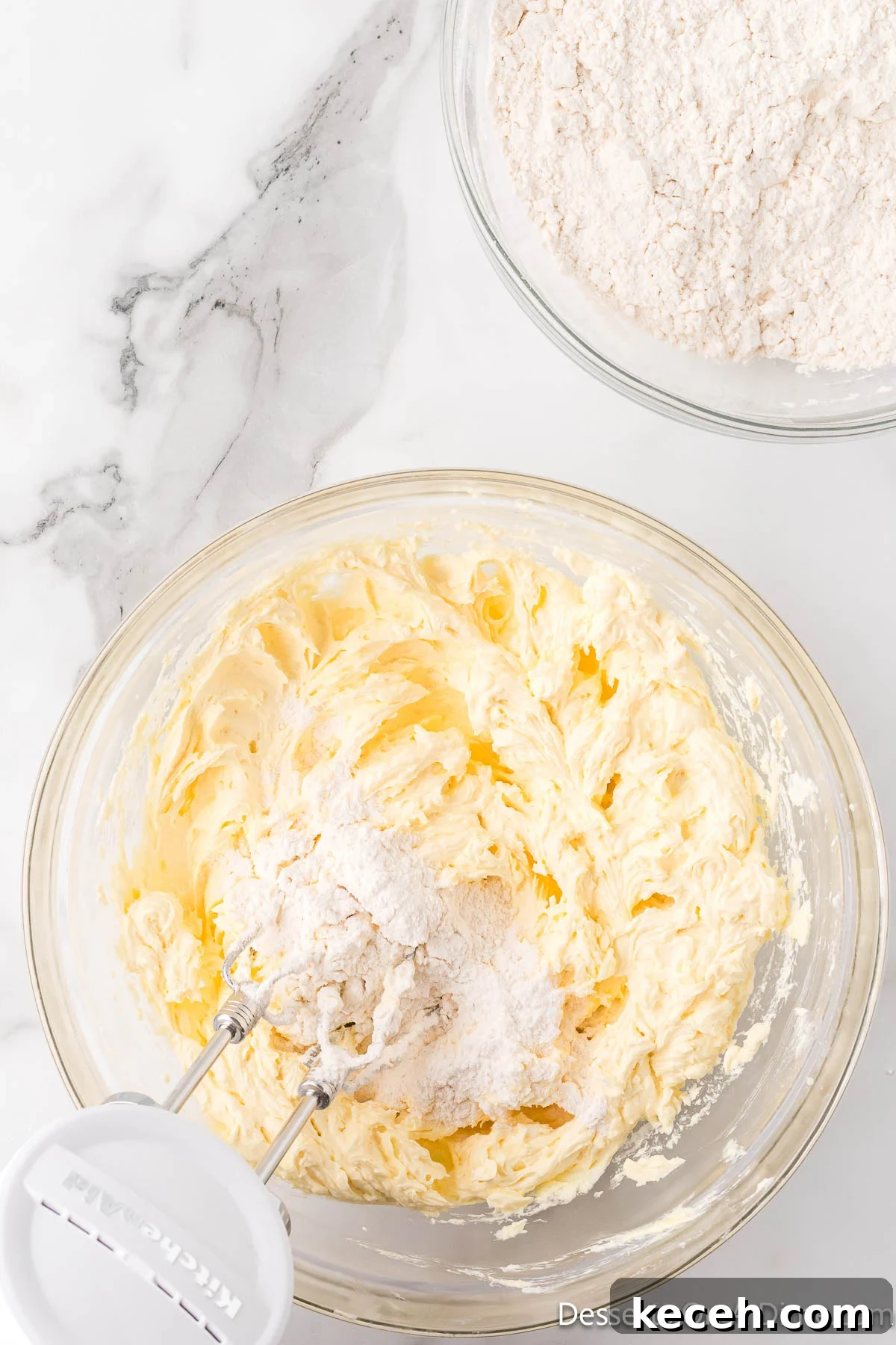 Wet and dry ingredients combined together. 