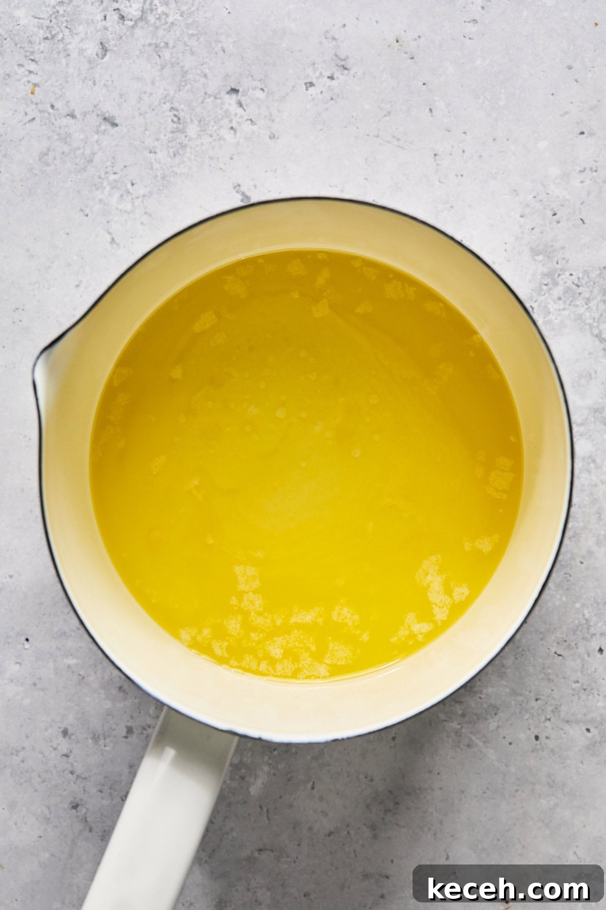melted butter in a sauce pan 