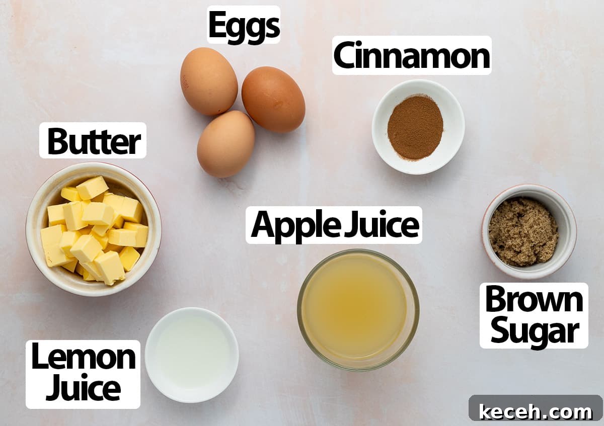 Apple Curd Recipe: Smooth Homemade Apple Spread 3 Ingredients on a light orange surface.