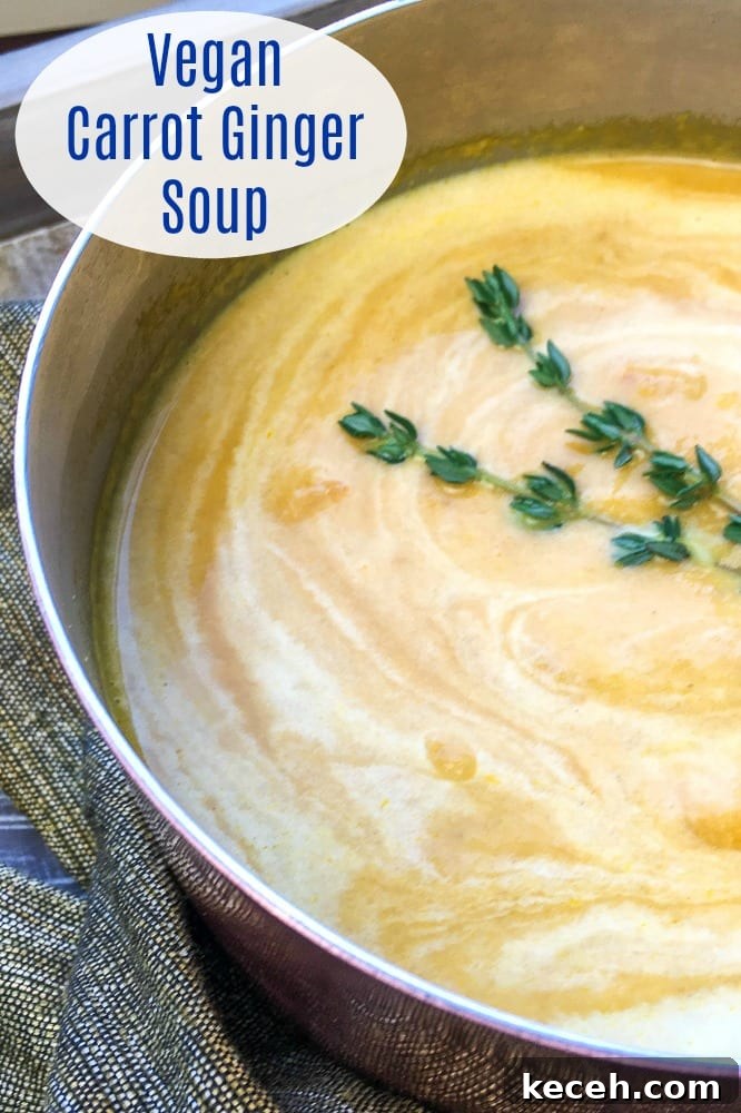 pin creamy vegan carrot ginger soup