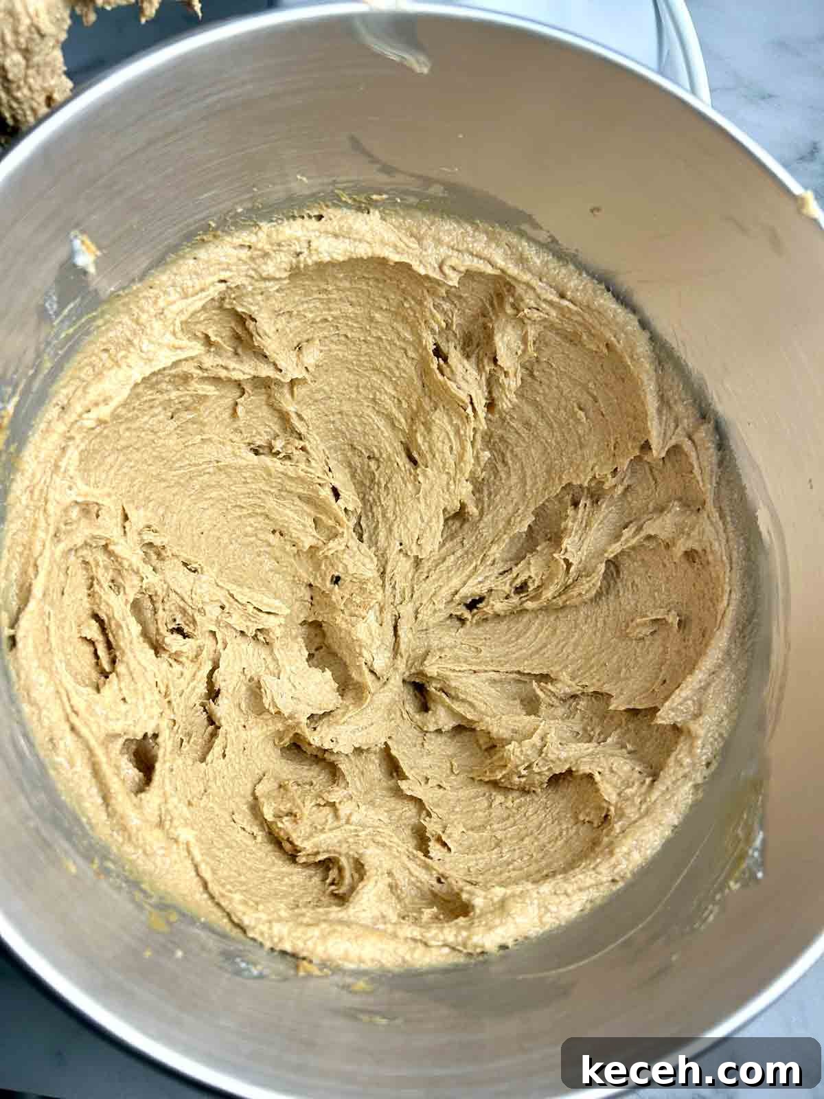 Chewy Peanut Butter Cookies Recipe with Crispy Edges 5 butter mixture whipped until soft and fluffy.