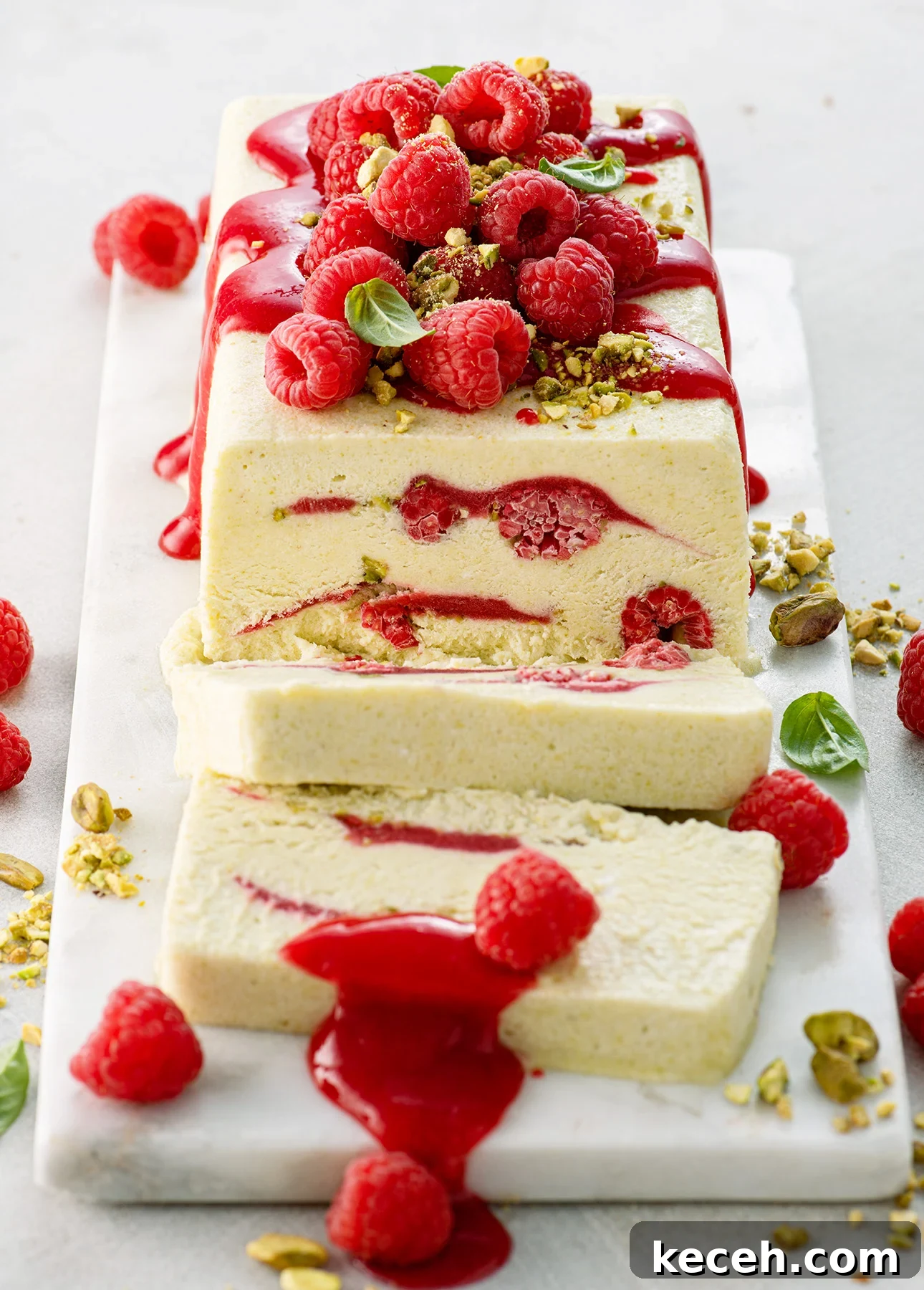 Raspberry Pistachio Semifreddo Recipe: Creamy No-Bake Dessert 2 Raspberry Pistachio Semifreddo // FoodNouveau.com