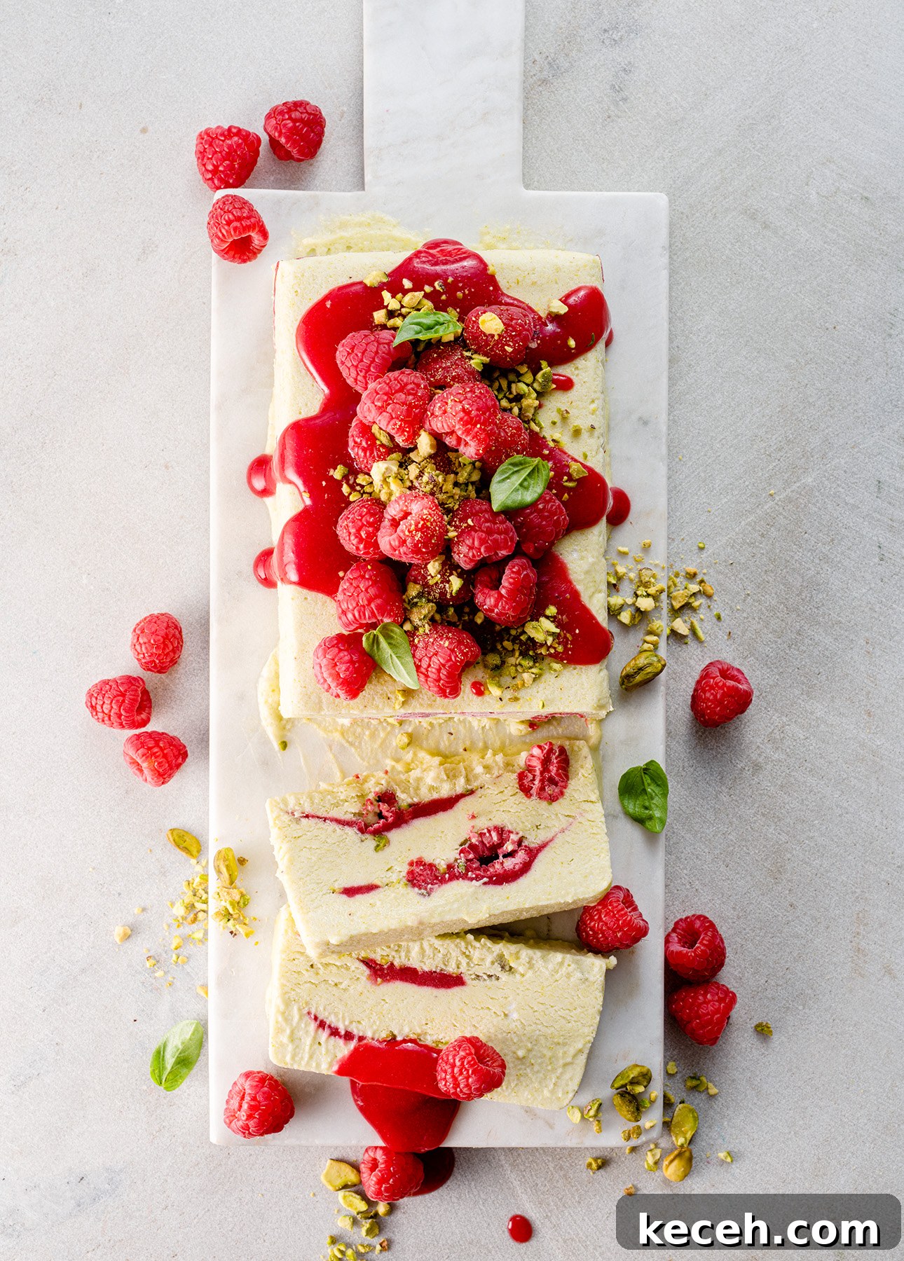 Raspberry Pistachio Semifreddo Recipe: Creamy No-Bake Dessert 3 Raspberry Pistachio Semifreddo // FoodNouveau.com