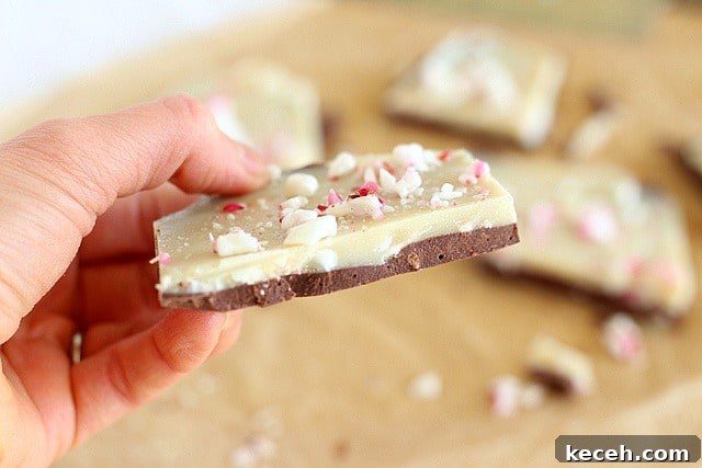 Peppermint bark made with healthy ingredients and less sugar