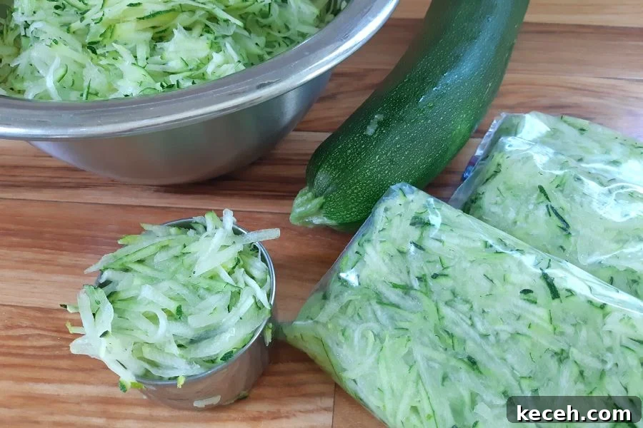Freeze Fresh Zucchini from the Garden: Step-by-Step Guide for Crispy Texture 4 measuring out grated zucchini cup by cup and bagging it for the freezer